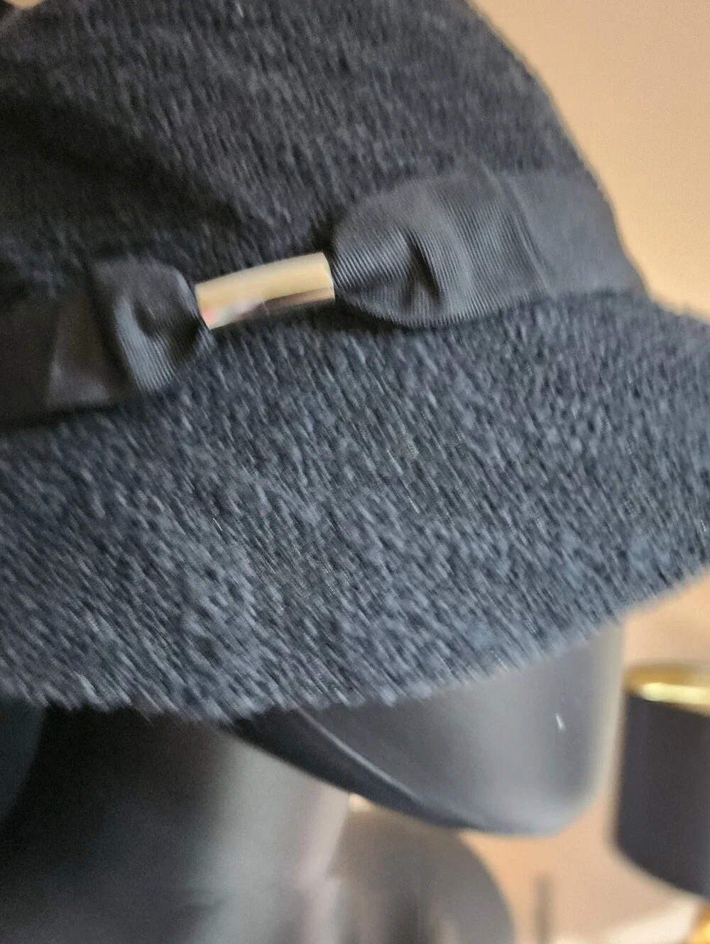 KELLY & KATIE Black Cotton Bucket Hat Ribbon Accent One Size NWT